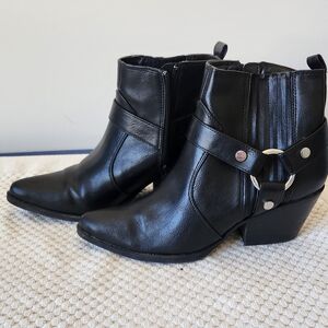 Esprit Black Ankle Booties with Strap Detail